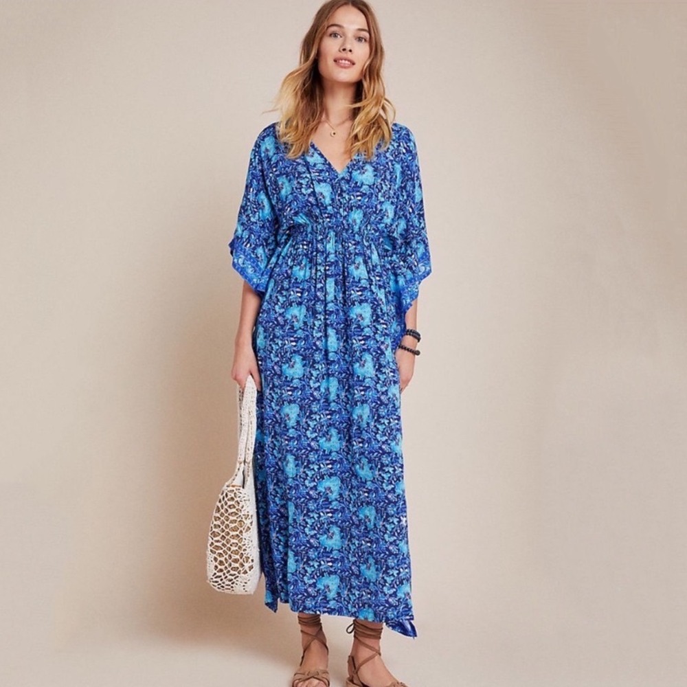 Rujuta Sheth NEW Marie Cinch Kaftan Blue Size M/L Coverup